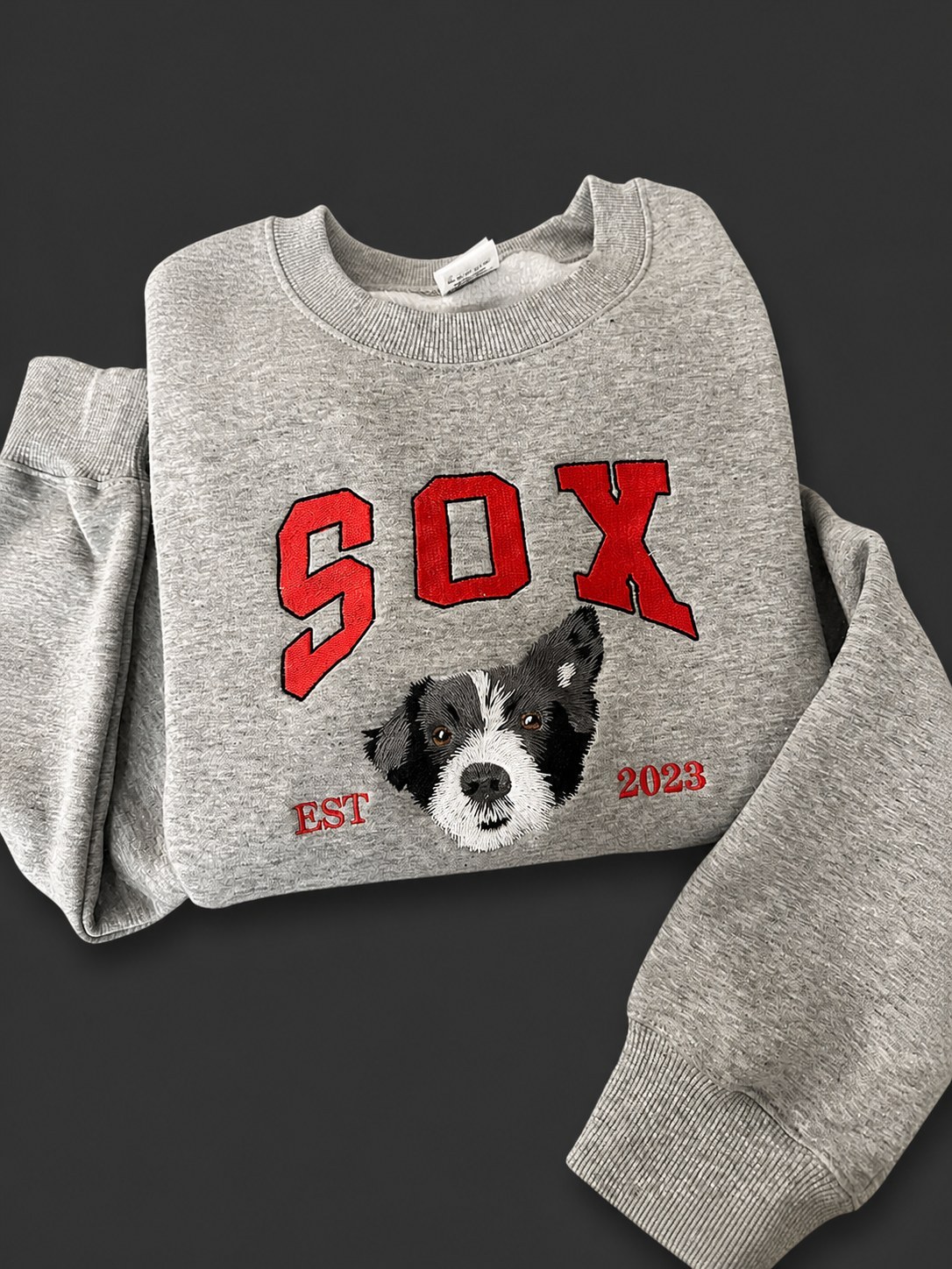 Custom Embroidered Sweatshirt With Pet Portrait
