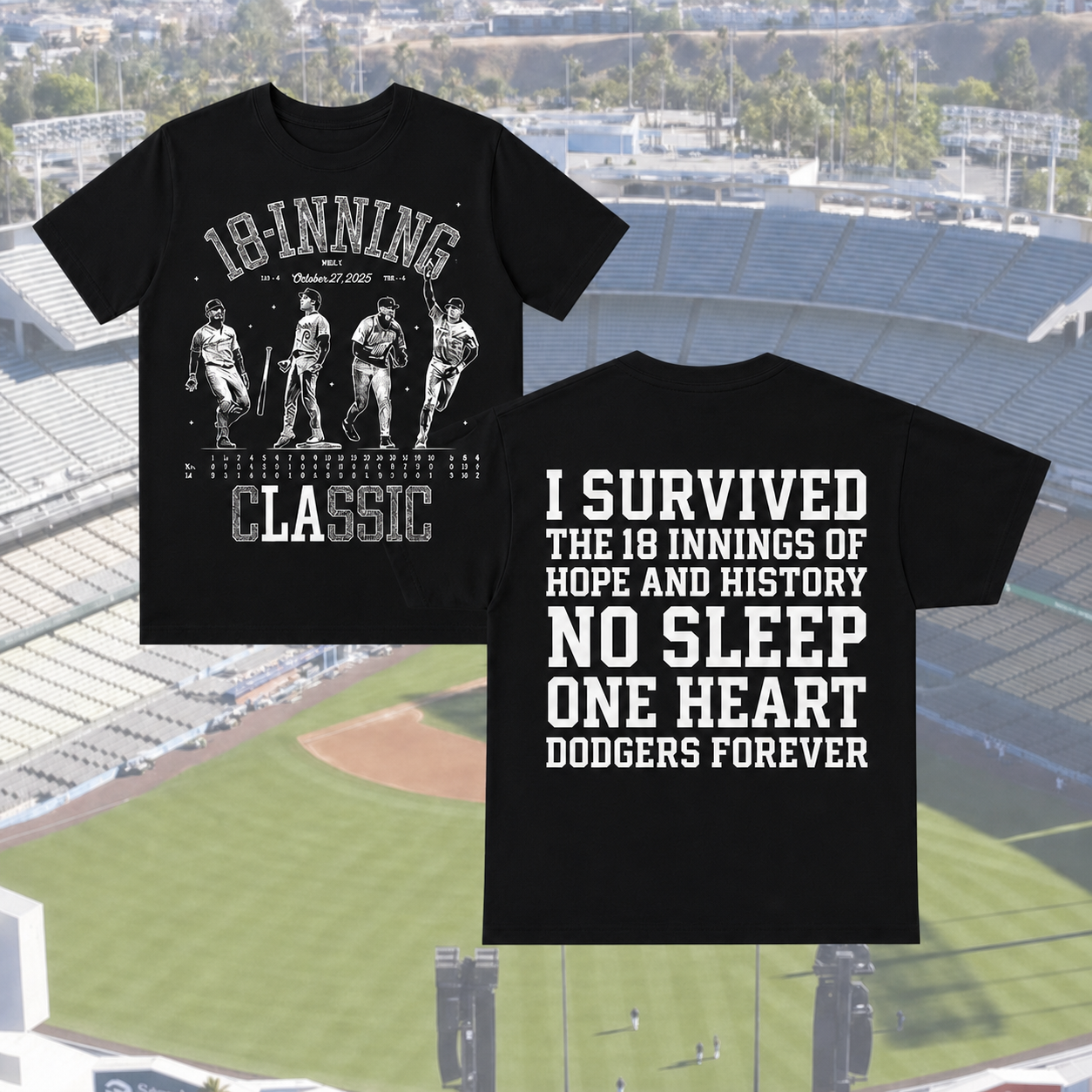18-Inning Classic Baseball Apparel - Dodgers Fan Tribute Shirt, Crewneck, Hoodie
