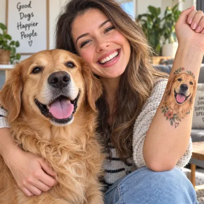 Custom Pet Face Temporary Tattoo - Dog Cat Portrait