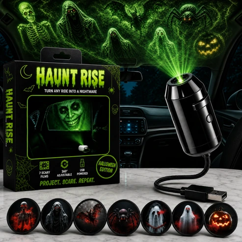 Haunt Rise Halloween Window Projector: USB Holographic Prop
