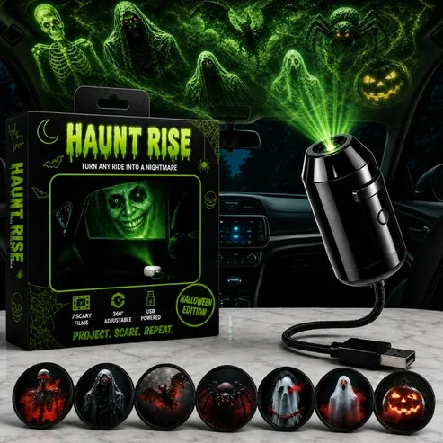 Haunt Rise Halloween Window Projector: USB Holographic Prop