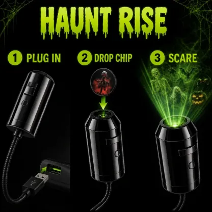Haunt Rise Halloween Window Projector: USB Holographic Prop