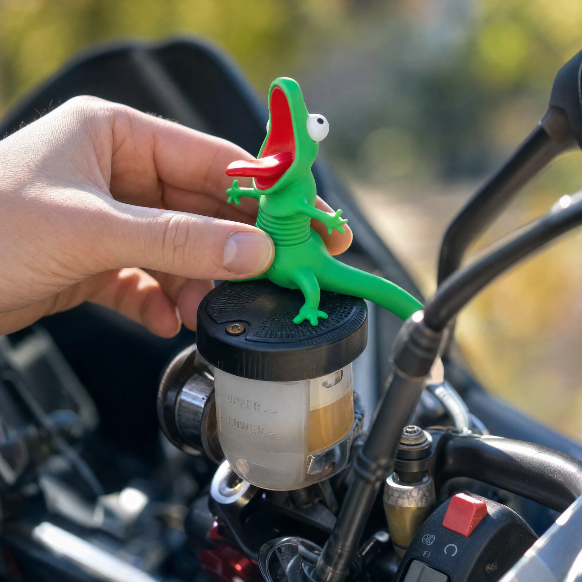 The Lizard RIDEBUDDY: Funny Motorcycle Handlebar Decor 🦎