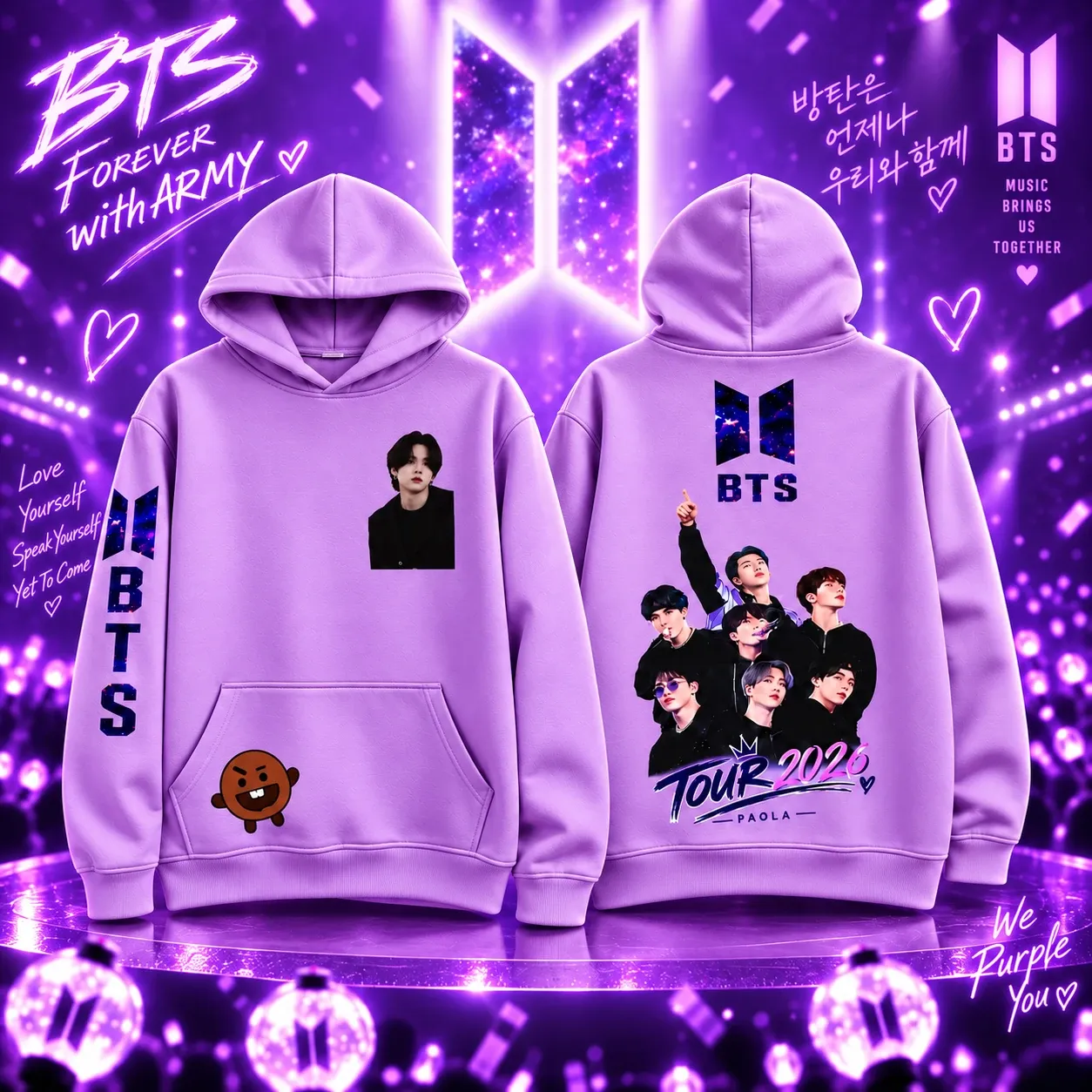 BTS-Inspired Purple Graphic Pullover Hoodie 💜