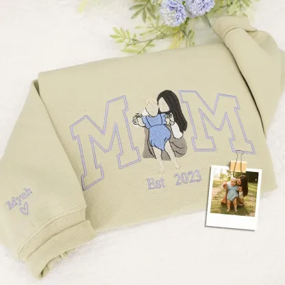 Personalized Embroidered Photo Mom Sweatshirt