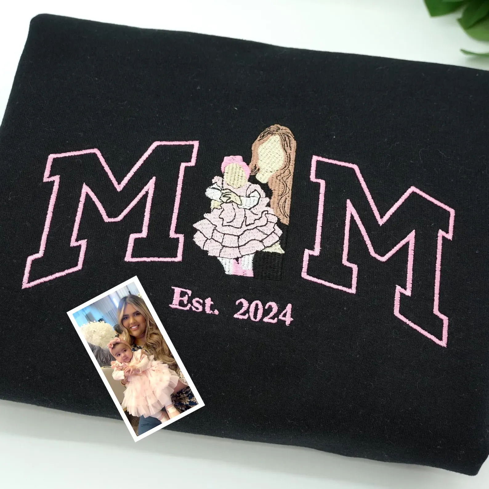 Personalized Embroidered Photo Mom Sweatshirt