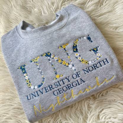 Custom Embroidered Floral Letter Sweatshirt – Personalized University & Sorority Gift with Major