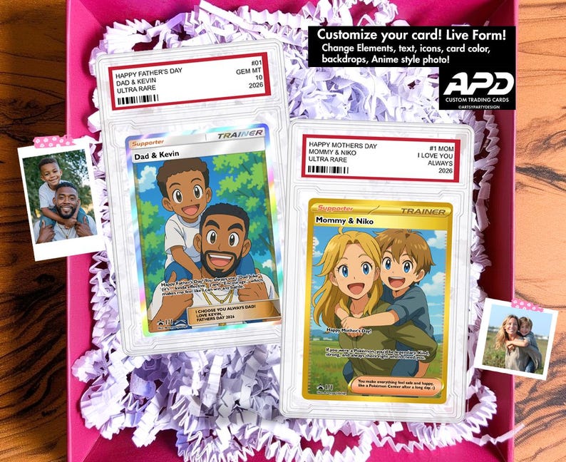 Custom Anime Trainer Card – Personalized "Ultra Rare" Graded Slab Gift for Dad & Mom