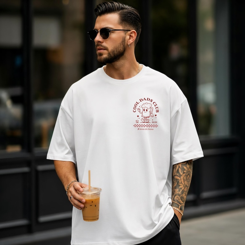 Personalized "Cool Dads Club" Oversized Tee - Custom Birth Year & Names