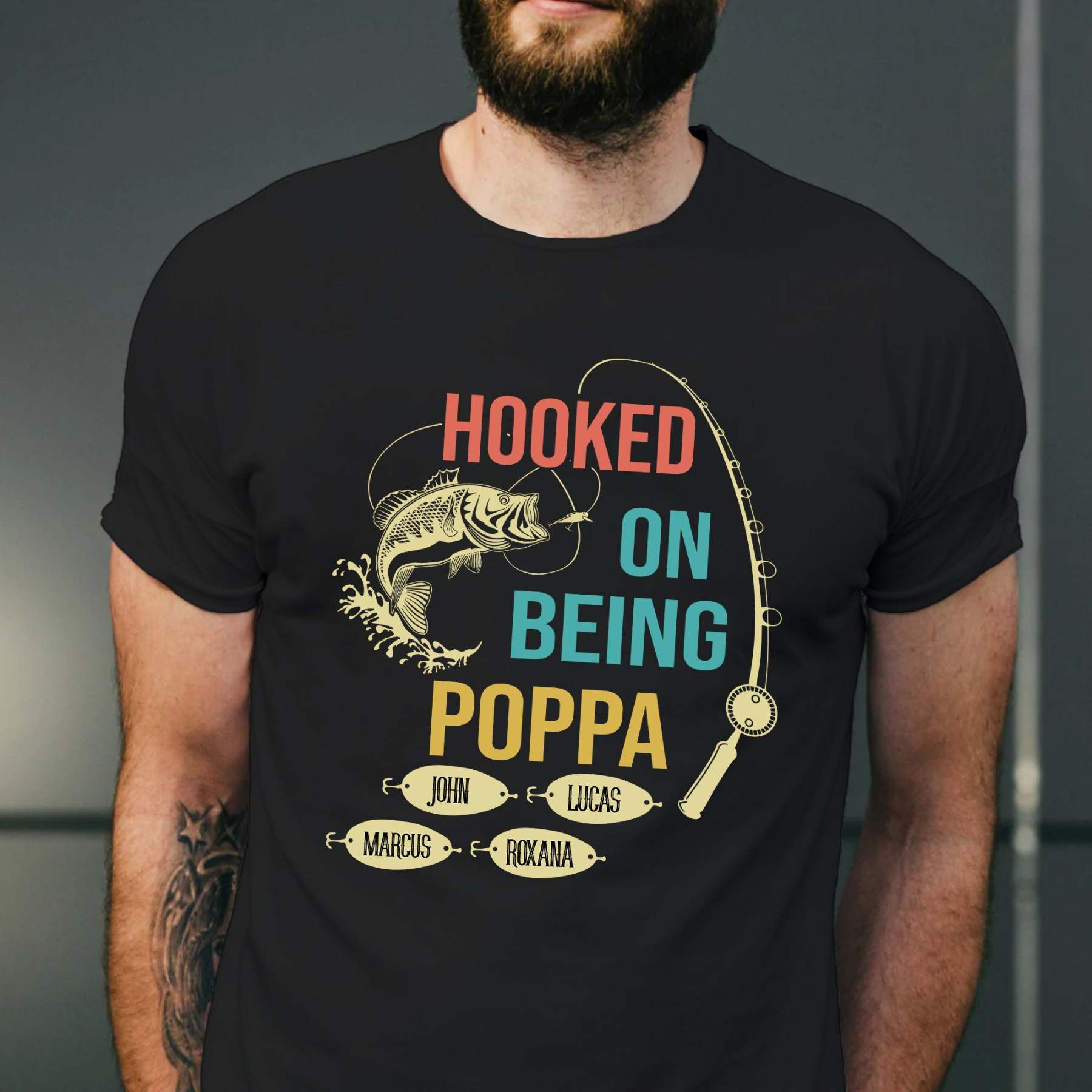 HOOKED ON BEING POPPA Custom Shirt