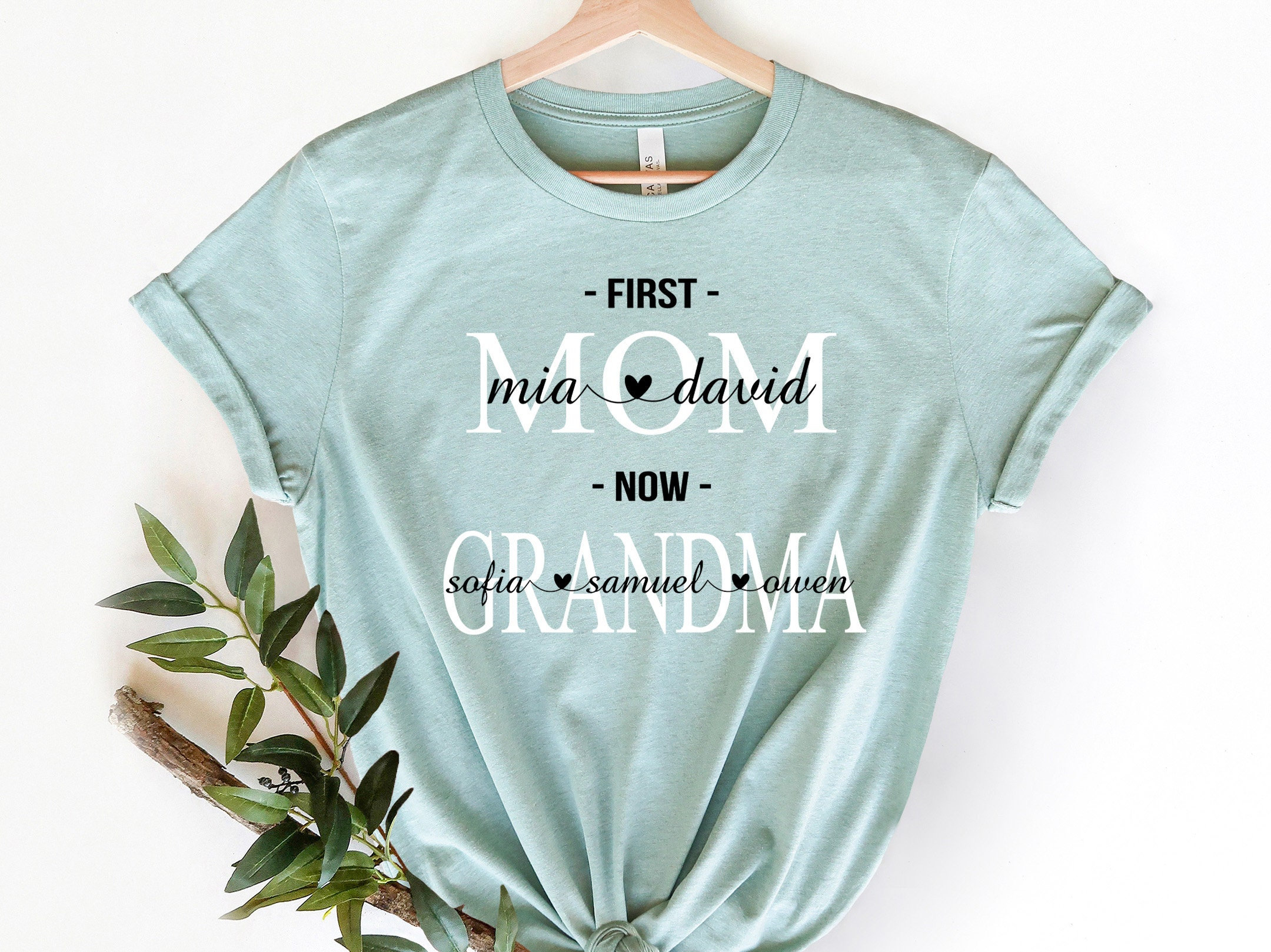 Personalized First Mom Now Grandma Shirt Mom With Kids Names Sweatshirt