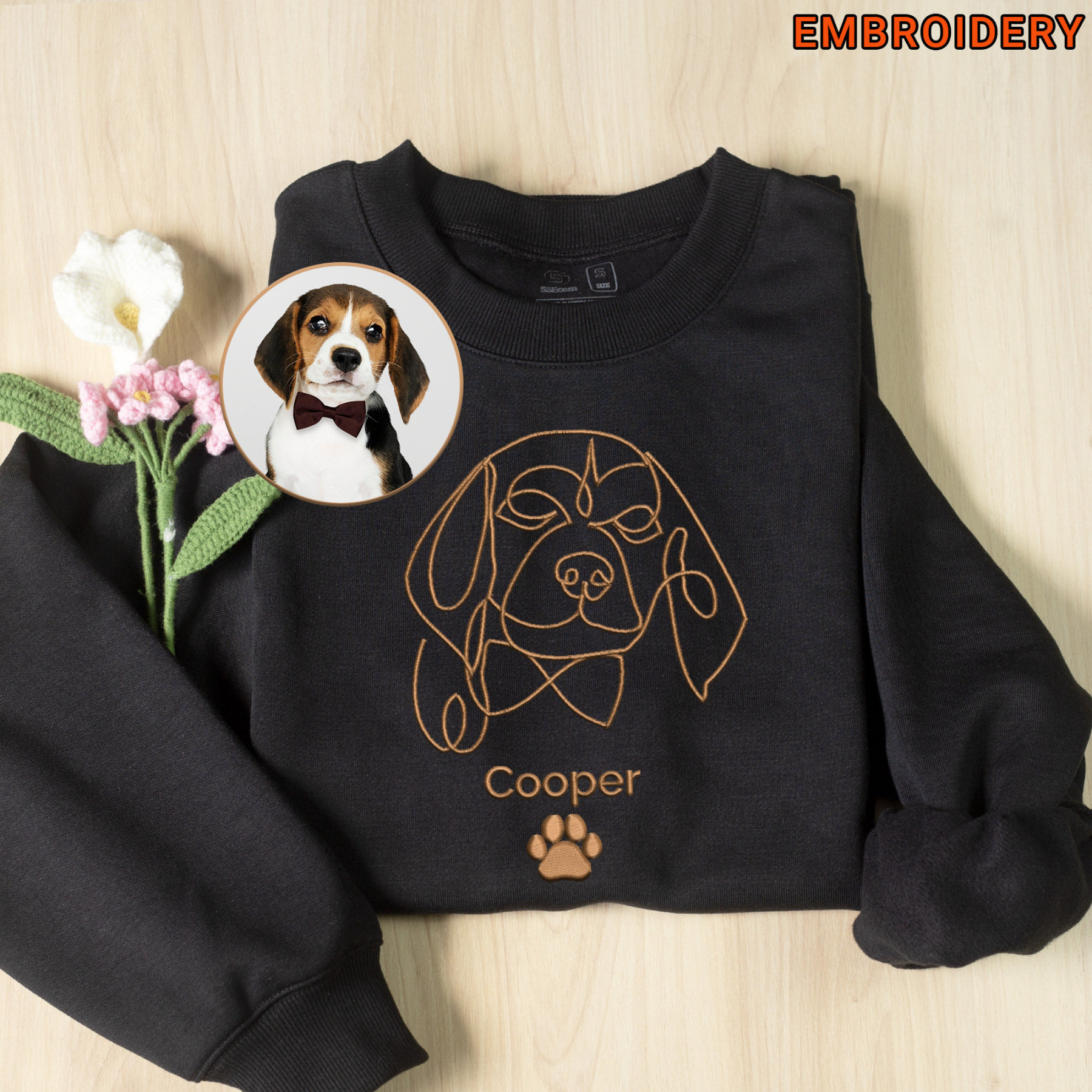 Custom Embroidered Line Drawing Hoodie❤️