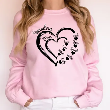Custom Grandma Heart Sweatshirt Sweatshirt/Hoodie/T-Shirt