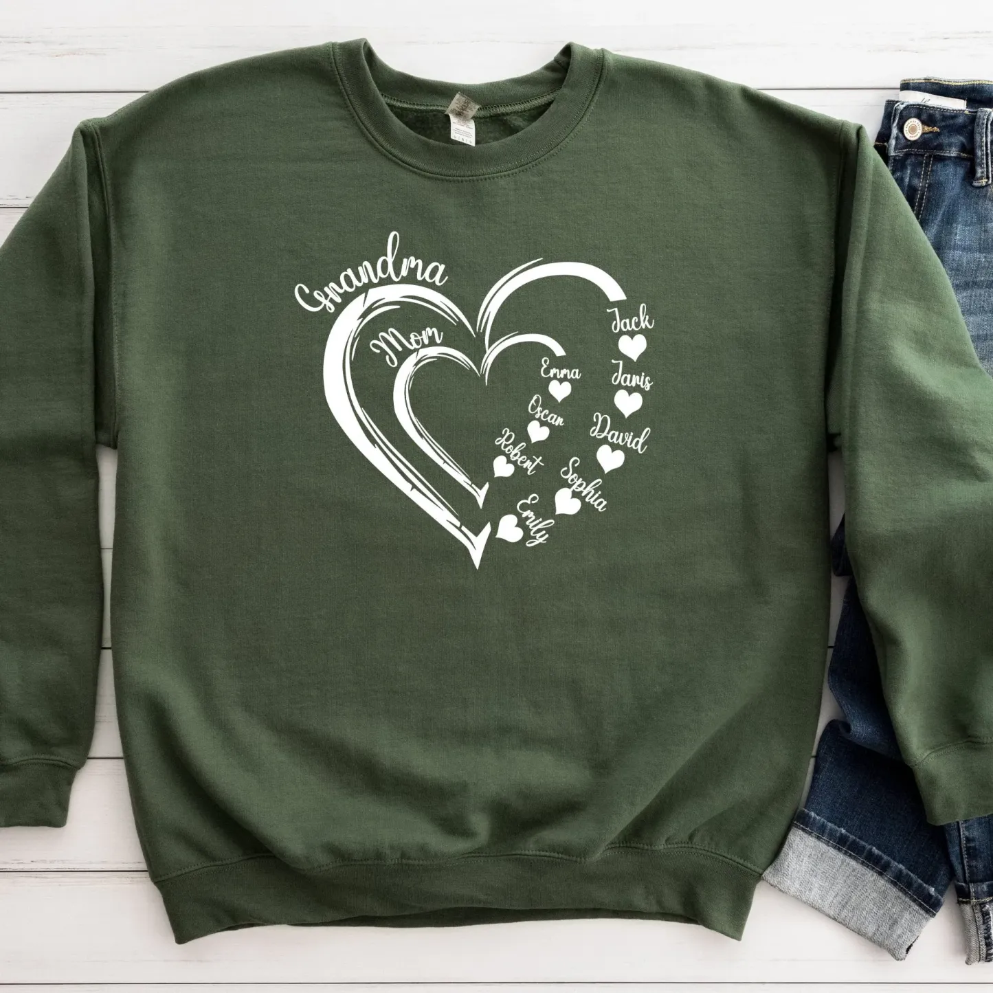 Custom Grandma Heart Sweatshirt Sweatshirt/Hoodie/T-Shirt