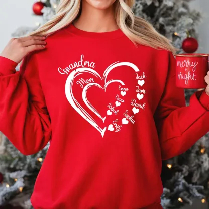 Custom Grandma Heart Sweatshirt Sweatshirt/Hoodie/T-Shirt