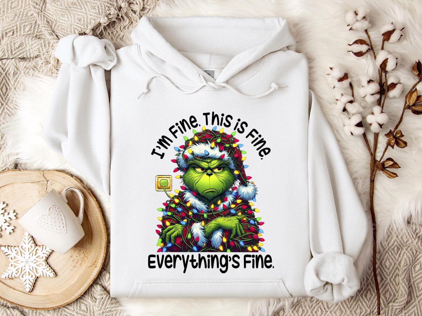 Funny Sweatshirt, I'm Fine Everything is Fine Sweater, Grinchmas Season Christmas Movie Shirt, Christmas Gift