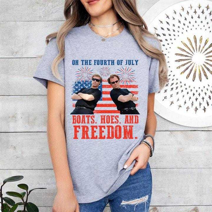 On the Fourth Of July Boats Hoes And Freedom Parody Step Brothers Shirt