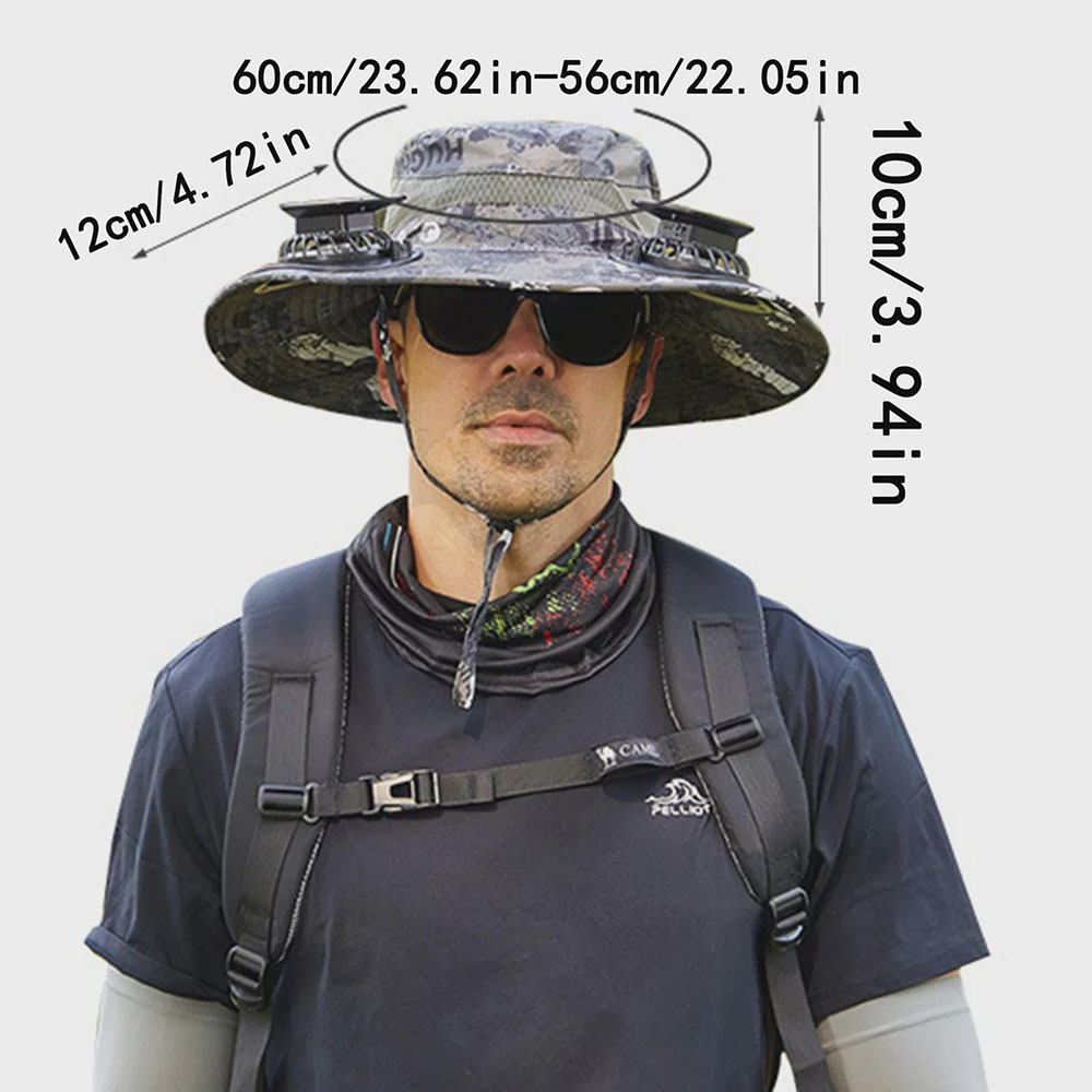 Solar - Powered Fan Hat: Camo Cooler for Outdoor Adventures