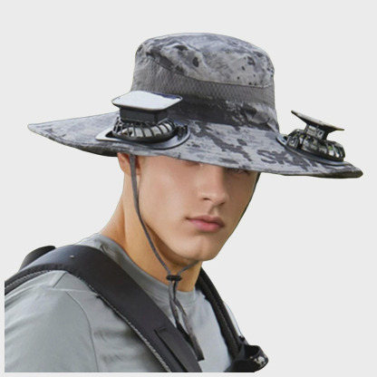 Solar - Powered Fan Hat: Camo Cooler for Outdoor Adventures