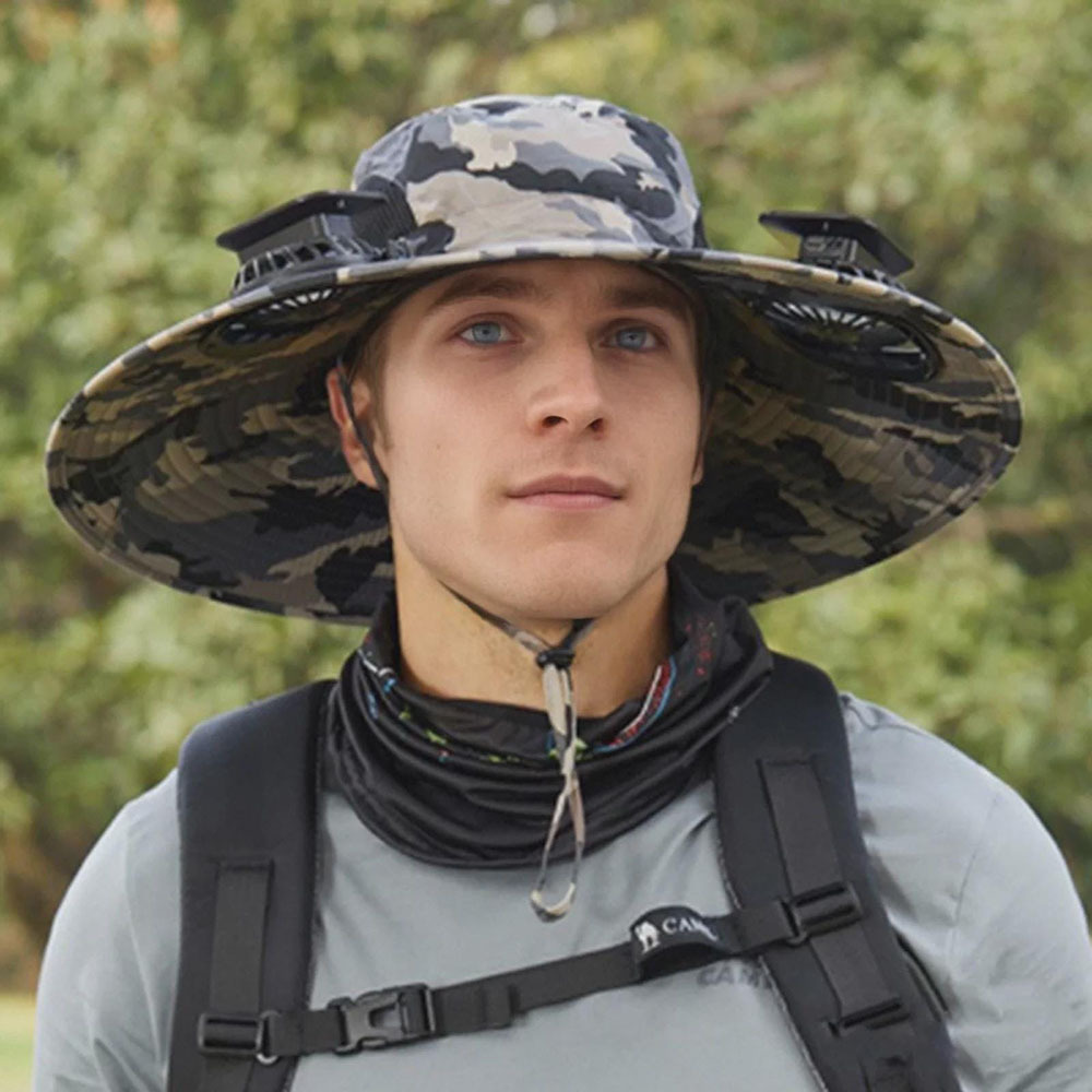 Solar - Powered Fan Hat: Camo Cooler for Outdoor Adventures