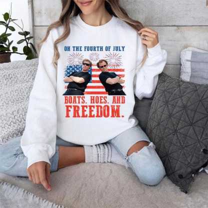 On the Fourth Of July Boats Hoes And Freedom Parody Step Brothers Shirt