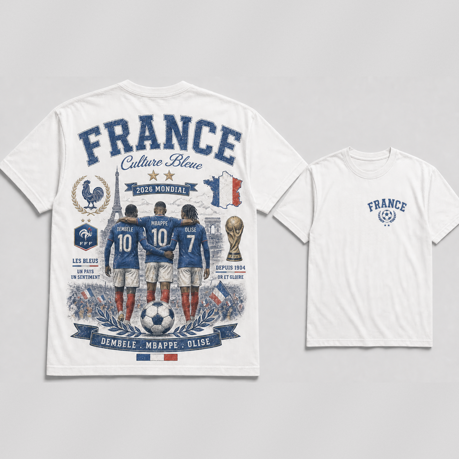 France 2026 Mondial Les Bleus Vintage Soccer Graphic Tee