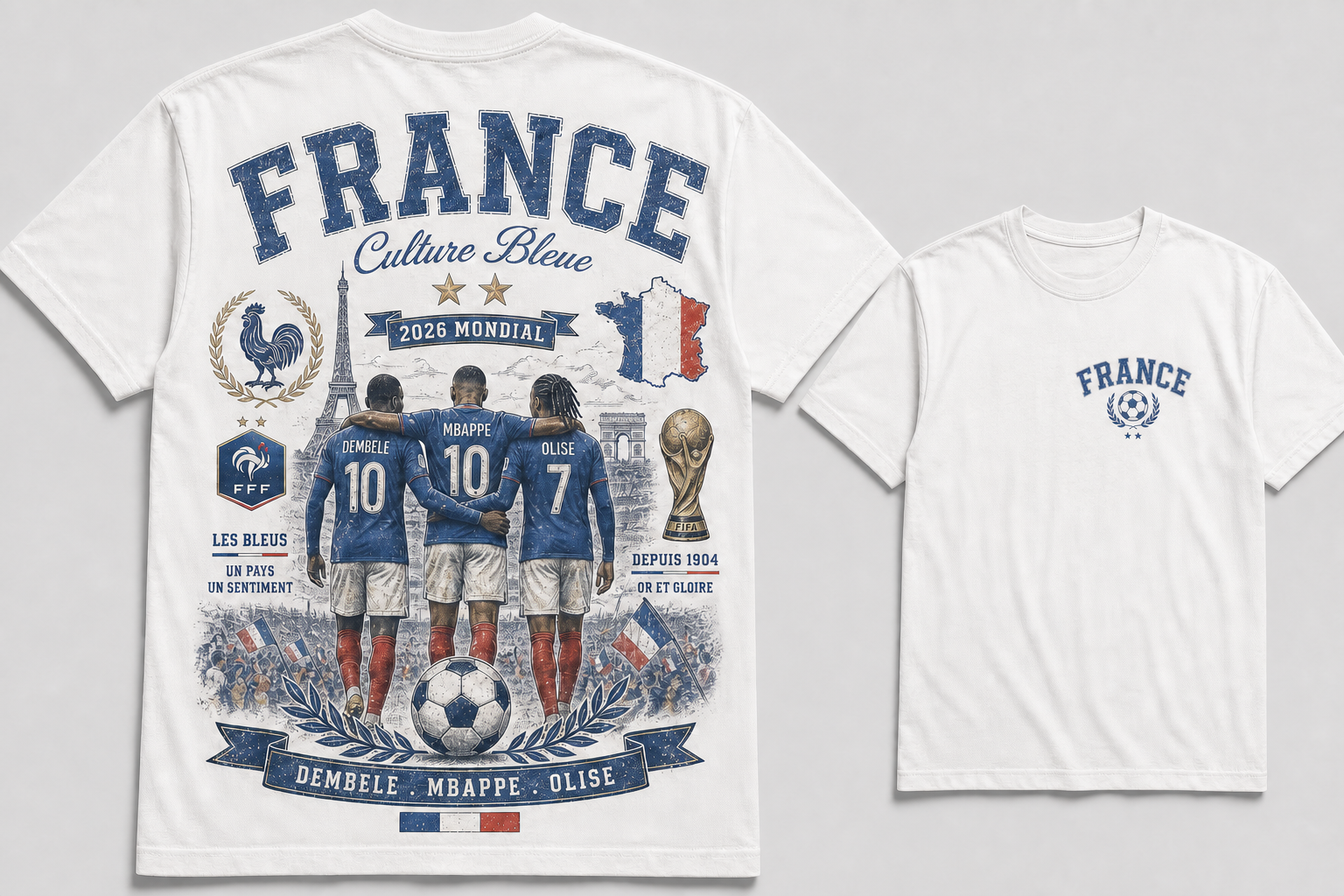 France 2026 Mondial Les Bleus Vintage Soccer Graphic Tee