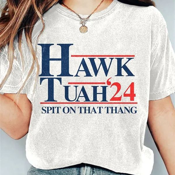Hawk Tuah Print T-shirt