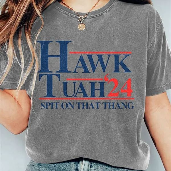 Hawk Tuah Print T-shirt