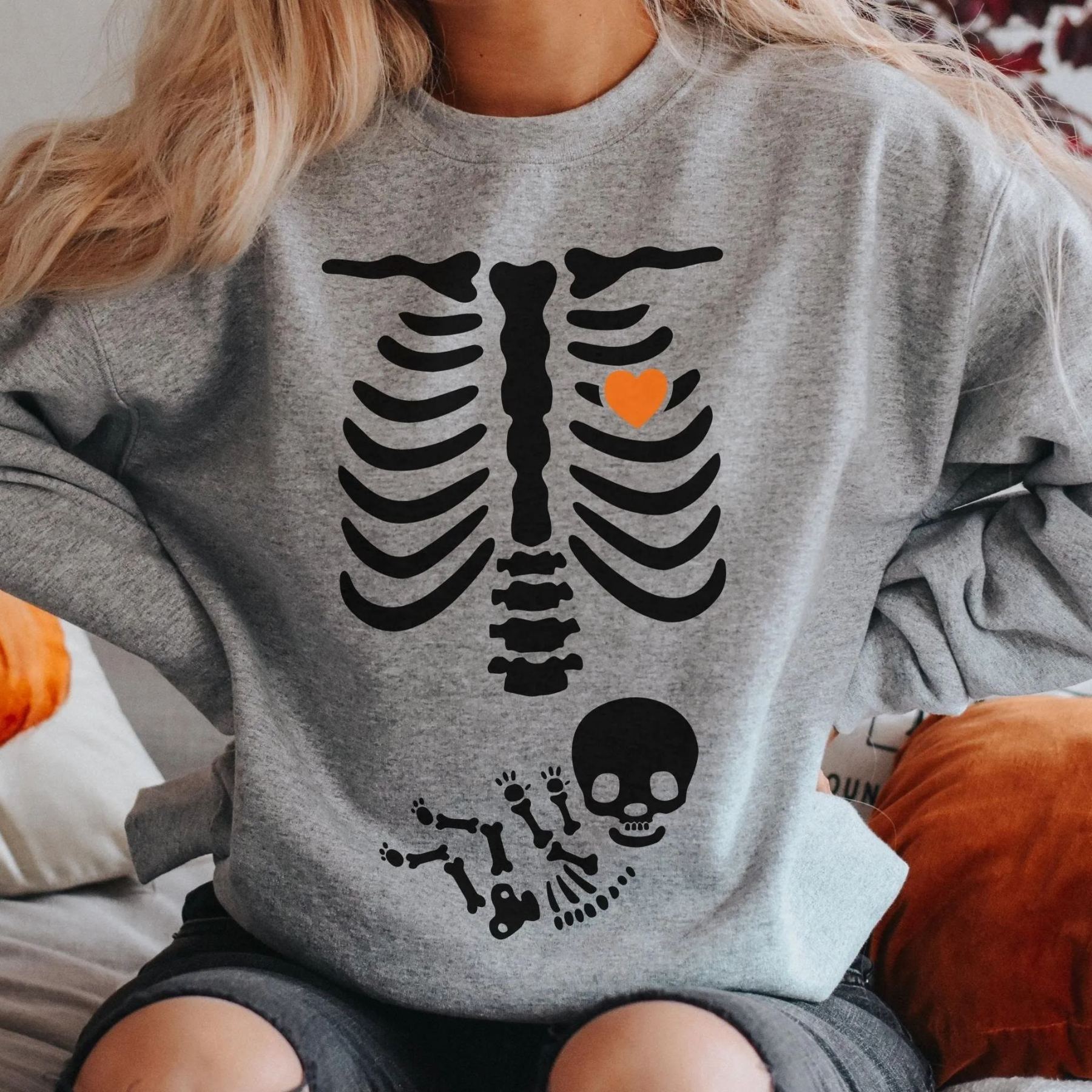 Skeleton Halloween Maternity Sweatshirt