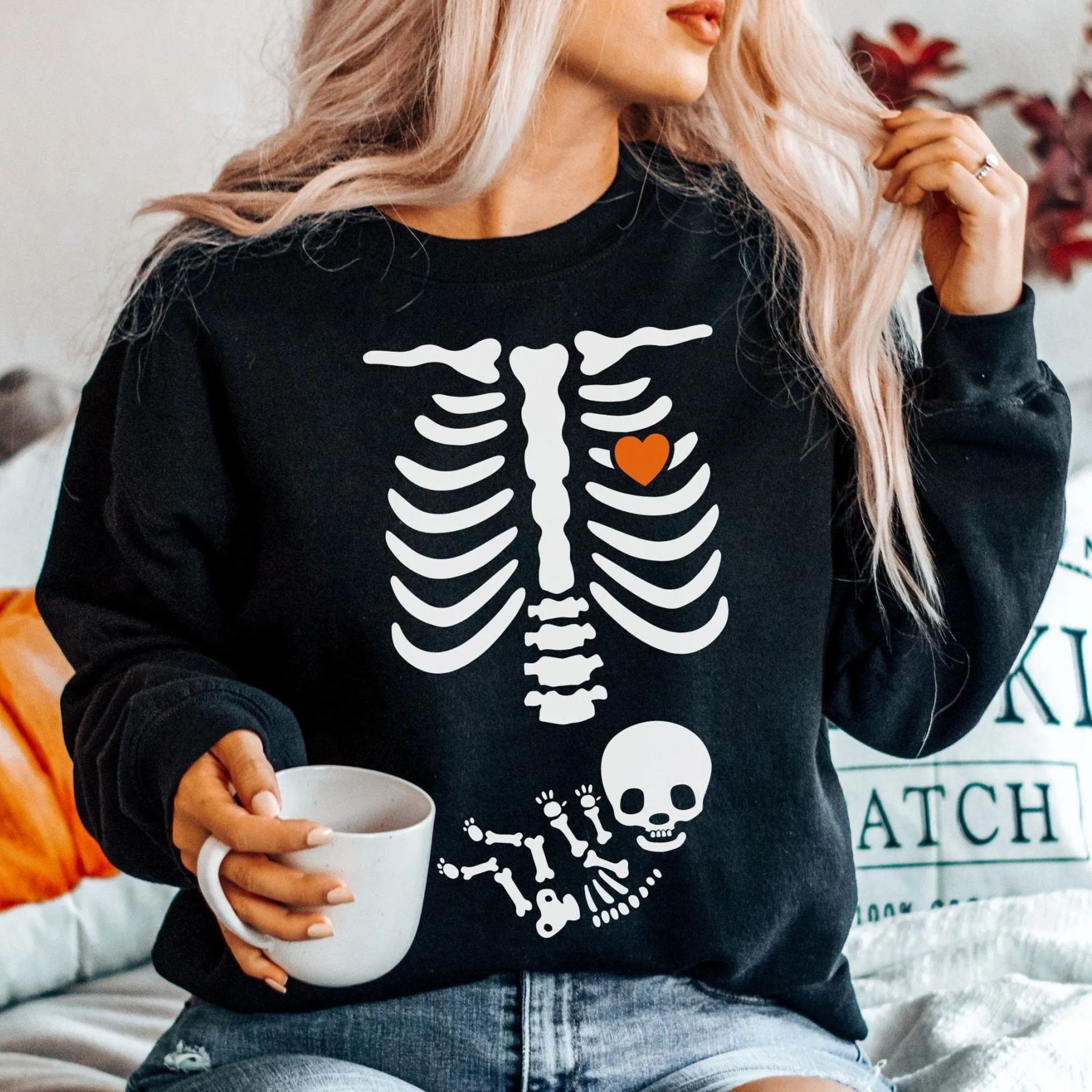 Skeleton Halloween Maternity Sweatshirt