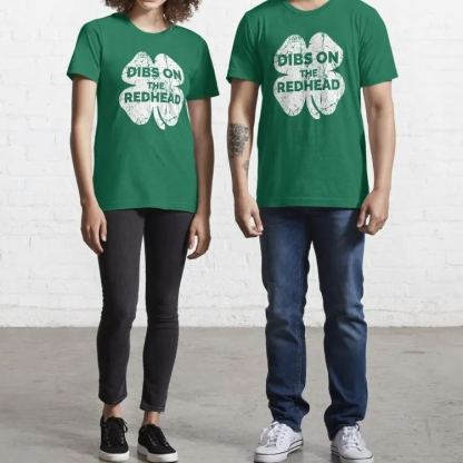  Vintage Dibs On The Redhead Funny Irish St Patricks Day Shamrock Essential T-Shirt
