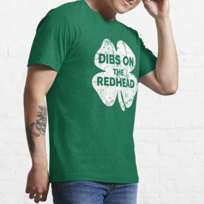  Vintage Dibs On The Redhead Funny Irish St Patricks Day Shamrock Essential T-Shirt