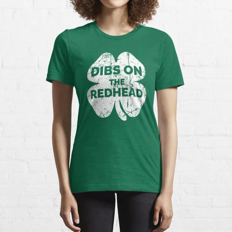  Vintage Dibs On The Redhead Funny Irish St Patricks Day Shamrock Essential T-Shirt