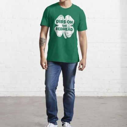  Vintage Dibs On The Redhead Funny Irish St Patricks Day Shamrock Essential T-Shirt