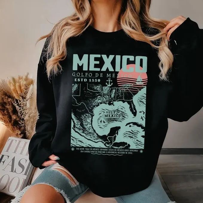 Gulf of Mexico Shirt, Golfo de México 1550 Retro Vintage Art Shirt