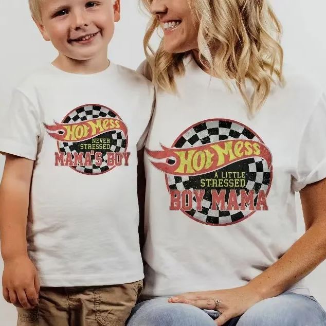 Hot Mess A Little Stressed Boy Mama, Hot Wheels, Racecar