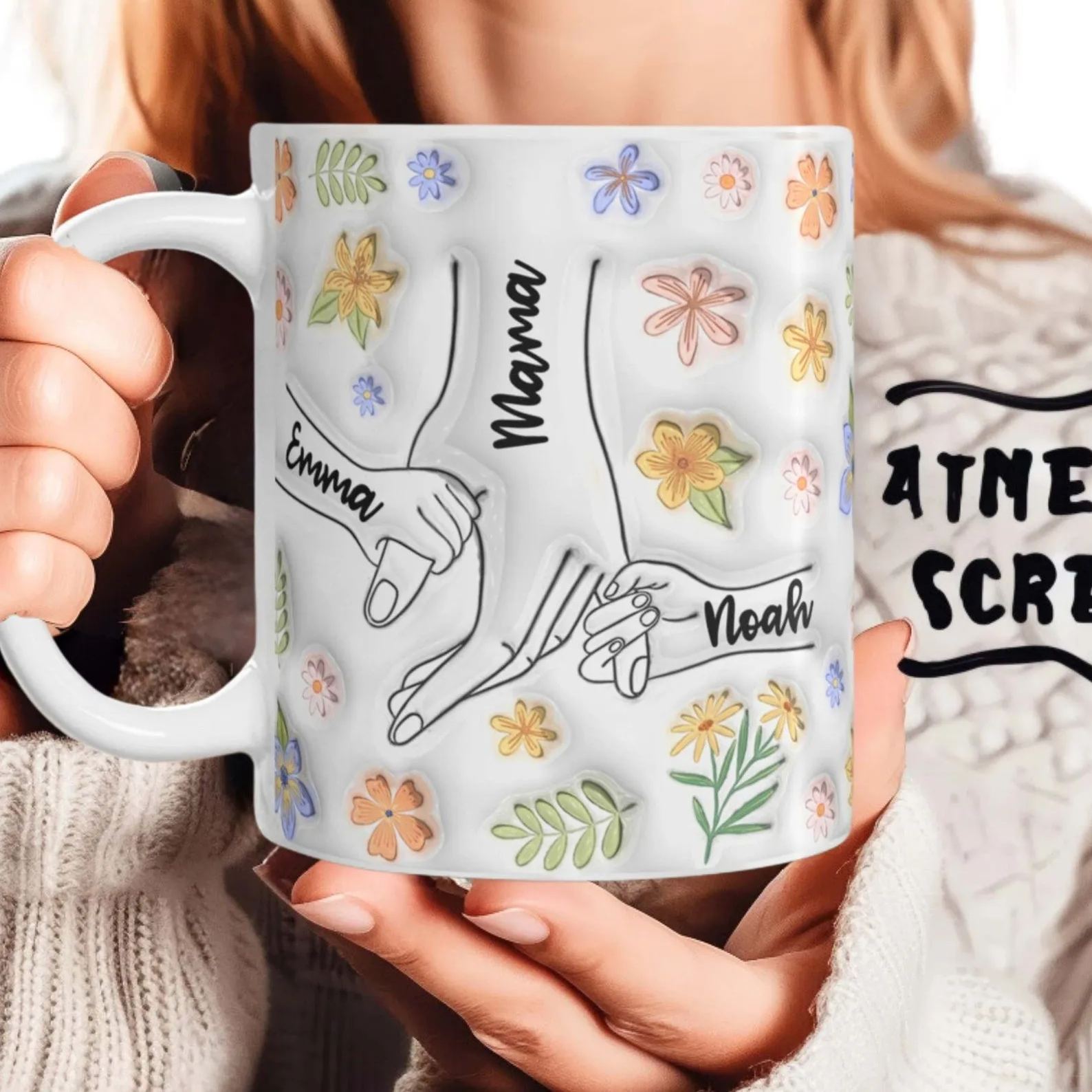  Grandma/Mom Hold the Hands of Children Flowers - Personalized Gift | Mug for Grandmas/Moms