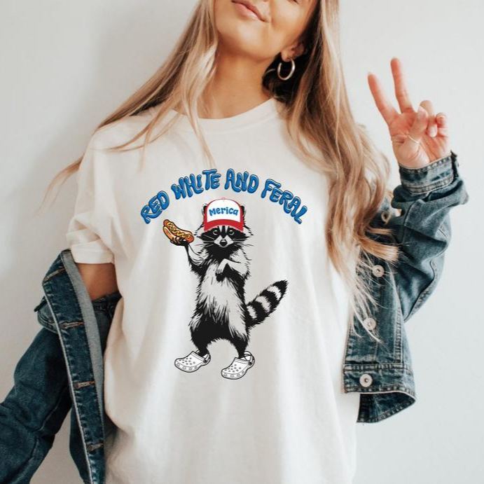 “Wild American Spirit” Raccoon Graphic Tee