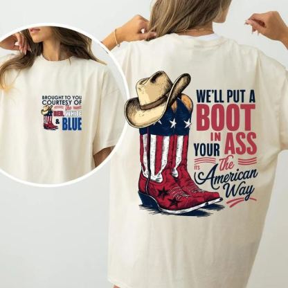 "American Attitude" Flag & Cowboy Boot Tee