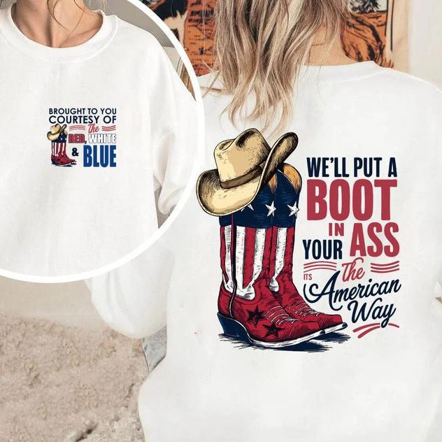 "American Attitude" Flag & Cowboy Boot Tee