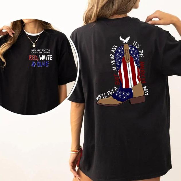 “American Pride Boot” Patriotic Cowboy Tee