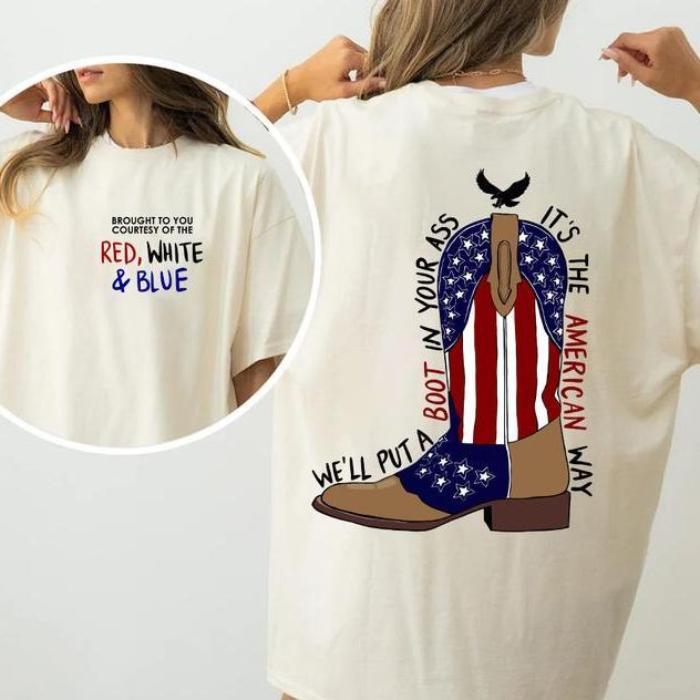“American Pride Boot” Patriotic Cowboy Tee