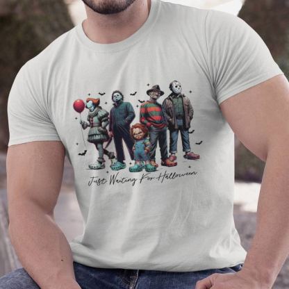 Classic Horror Icons "Just Waiting For Halloween" Apparel