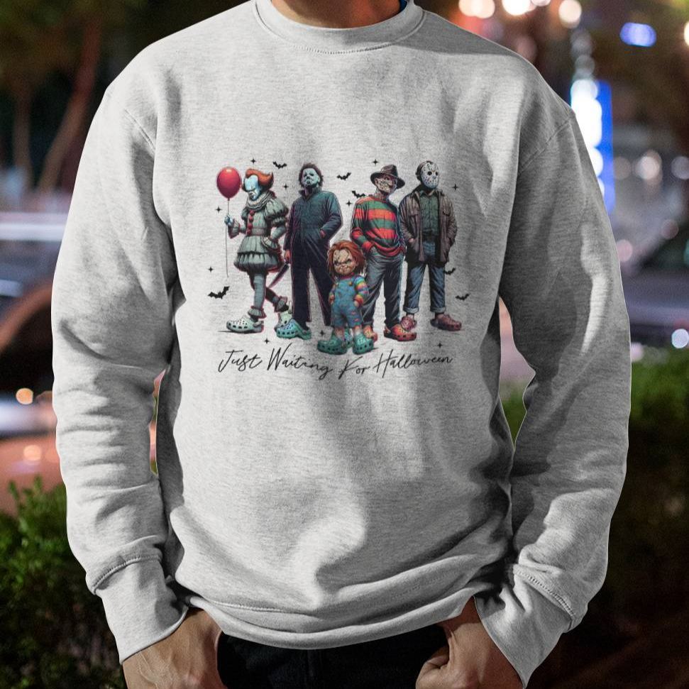 Classic Horror Icons "Just Waiting For Halloween" Apparel