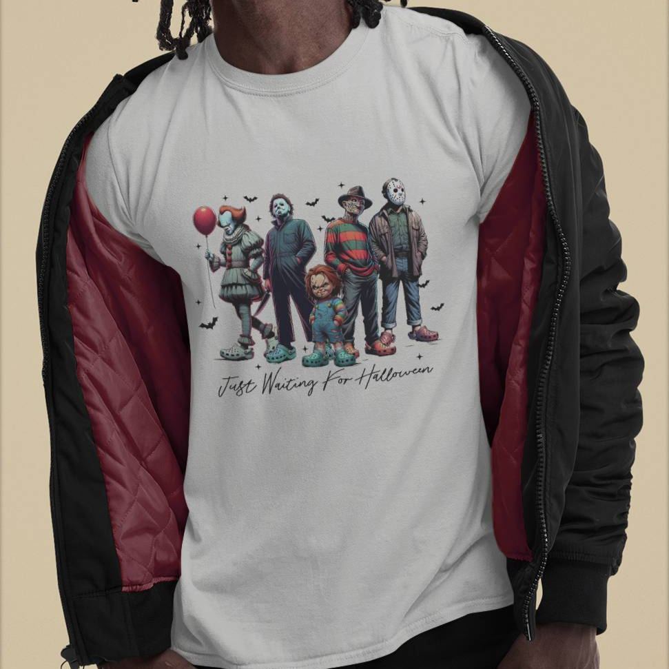 Classic Horror Icons "Just Waiting For Halloween" Apparel