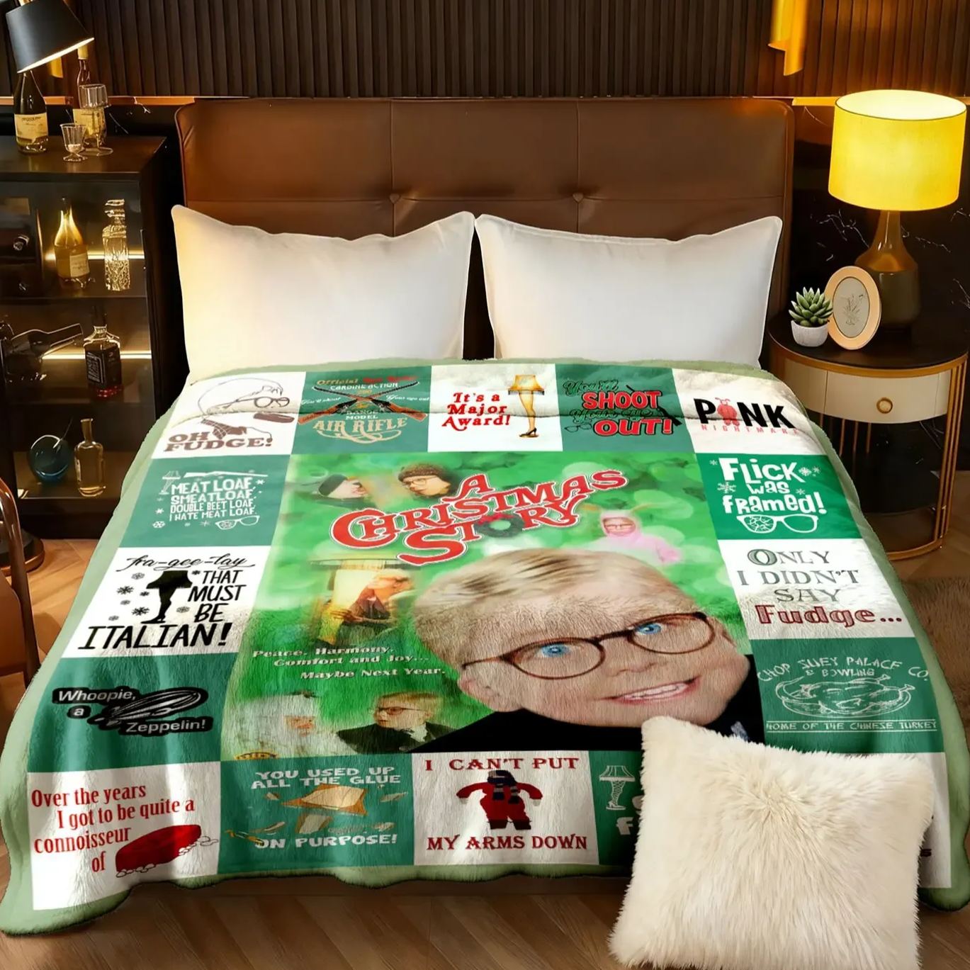 Christmas Story Themed Throw Blanket
