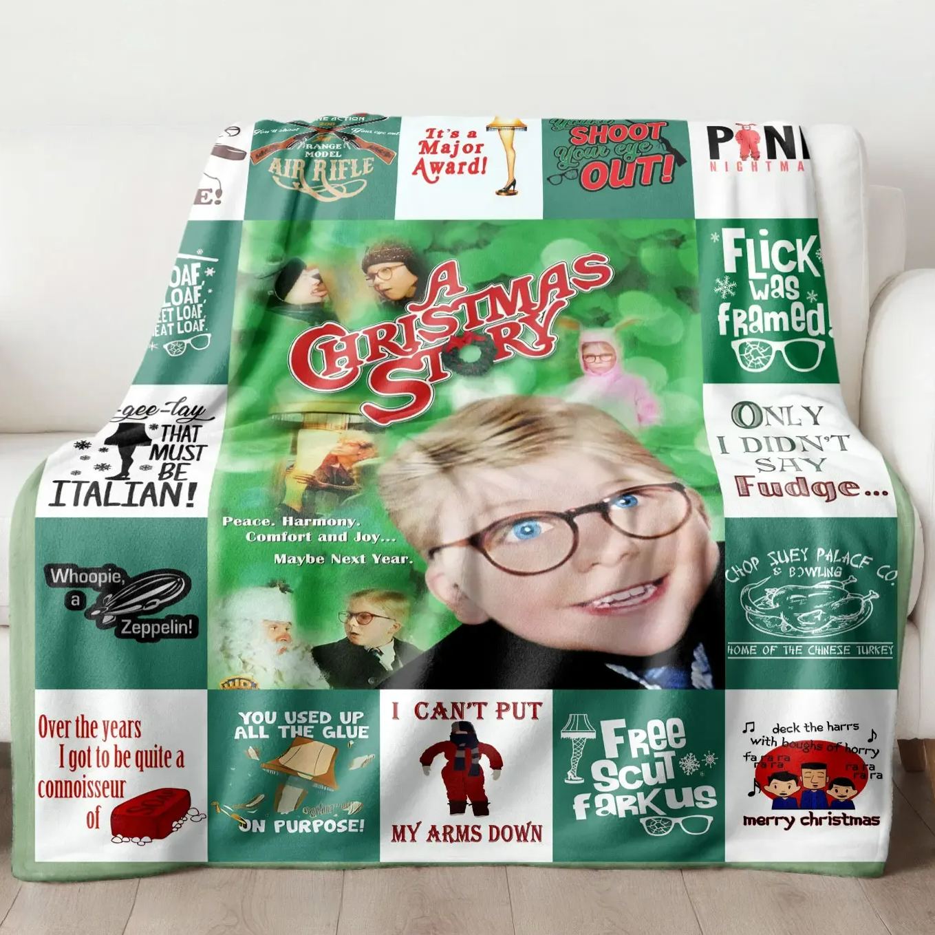 Christmas Story Themed Throw Blanket