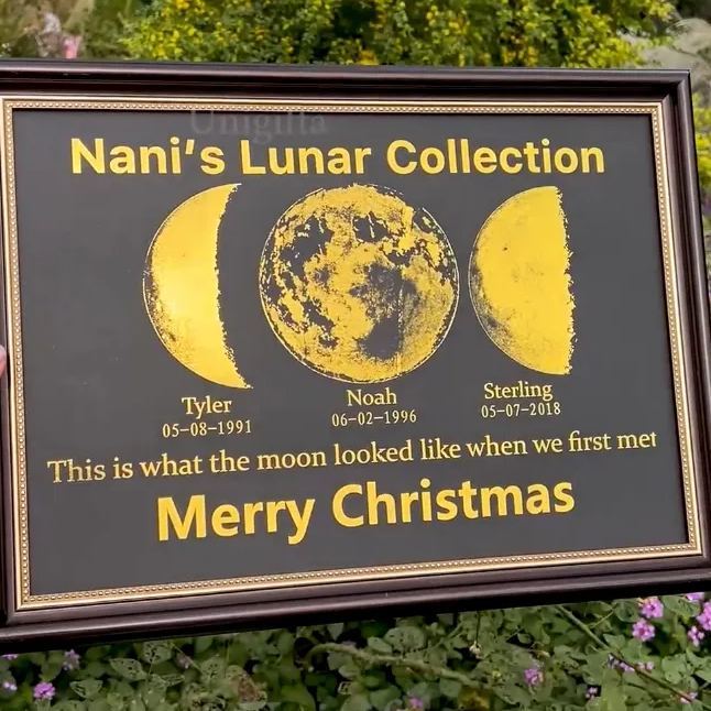 Custom Moon Phase Frame With Text & Date- Custom Art Frame for Mom - Mommy's Universe