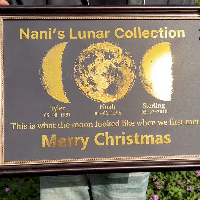 Custom Moon Phase Frame With Text & Date- Custom Art Frame for Mom - Mommy's Universe